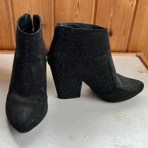 Very G Black Rhinestone covered bootie 3.5” heel